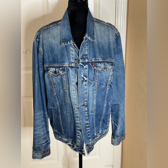 Laser Girl Blue Levi’s Trucker Denim Jacket Large - Picture 6 of 12